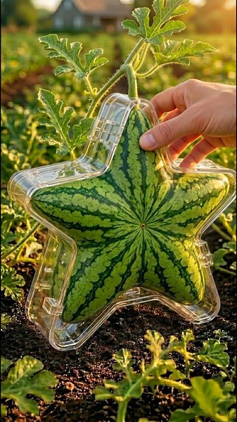 How a Watermelon Becomes a Star Shape ⭐🍉 (Mold Growth Experiment Reveal!) #fruit #watermelon