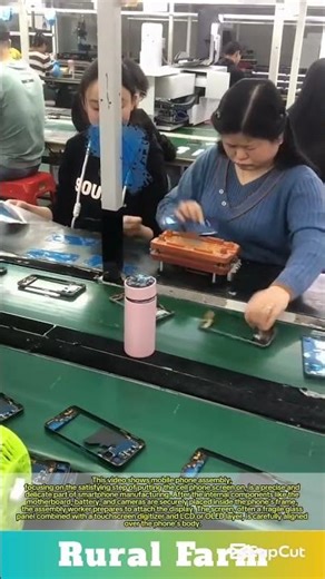 Mobile phone assembly process: step of putting the cell phone screen on