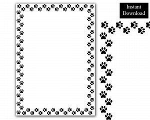 Paw Prints Border Page Frame Digital Download Poster A4 & 8.5x11 Printable PNG and PDF - Etsy