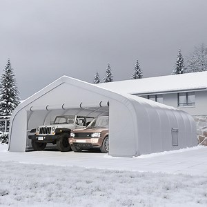Erommy 20x30 ft Metal Carport, Protable Carport with Galvanized Steel Frame and Waterproof 3-Layer PE Cover, Silver Gray