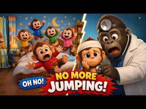 Five Little Monkeys Jumping on the Bed 🐵 | Fun 3D Cartoon Kids Song | Nursery Rhymes and kids Songs