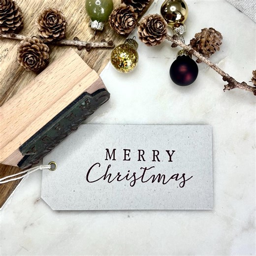 Merry Christmas Rubber Stamp – Text Design for Cards, Tags and Wrapping - Etsy UK