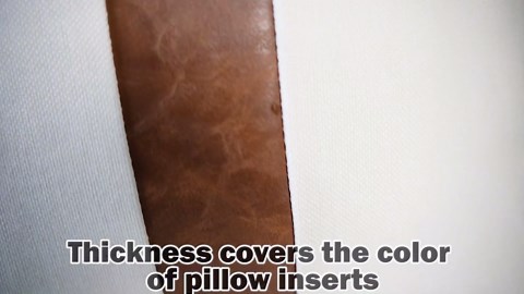 cygnus Set of 2 Black Linen Patchwork Faux Leather Throw Pillow Covers for Couch Living Room Bedroom, Modern Accent Decor Square Covers 18X18 inch, Brown and Black