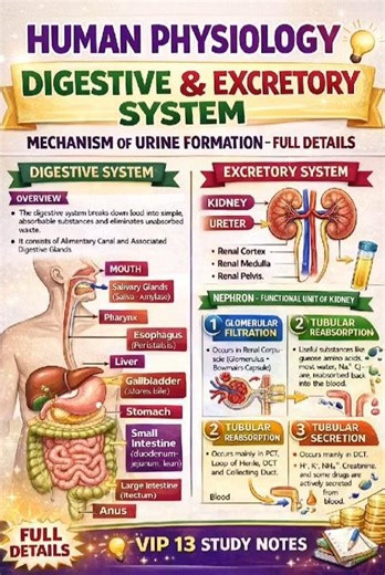 Human Physiology: Digestive + Excretory System Easy 💡 #shorts #short #reels #study #trending