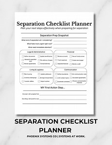Separation Checklist Planner | Separation Preparation Checklist | Relationship Separation Planning Tool - Etsy