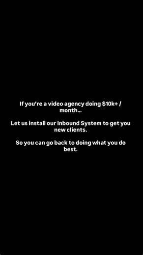 If you're reading this, you're probably a talented video or creative agency owner... So why are you still scraping by at $5k-$10K per month? It's not your fault...It's simply because you weren't taught an actual system to get clients consistently. That's exactly what we've helped hundreds of video & creative agency owners do ‍ And here are two main reasons why you should listen to us... ‍ #1 We've done it ourselves & actively use the systems we teach our clients #2 We've helped 672 video & creat