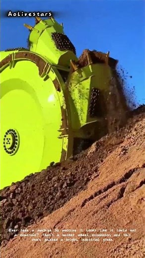 Giant Green Bucket Wheel Excavator in Action