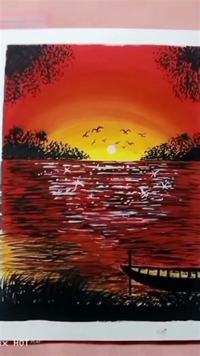 gorgeous sunset painting painting with watercolor tutorial for beginners 🖌️🎨 #foryou #viral