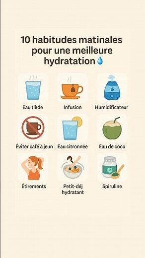 10 habitudes matinales pour une meilleure hydratation#santé #shorts
