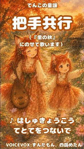 🦊🎵里の秋｜手と手をつないで、ともに同じ道を歩む「把手共行」の教え｜てんこの童謡 🦊🎵146
