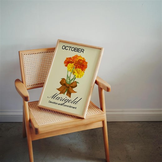 October Birth Flower Printable – Marigold Symbolism Wall Art - Etsy
