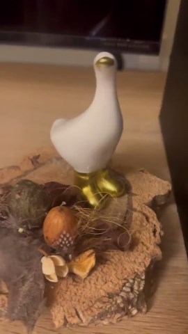 Porcelain Duck Decoration With Gold Wellies on Natural Base - Etsy