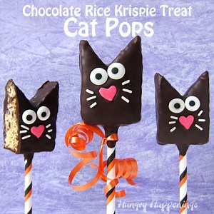 Chocolate Rice Krispie Treat Cat Pops | Hungry Happenings