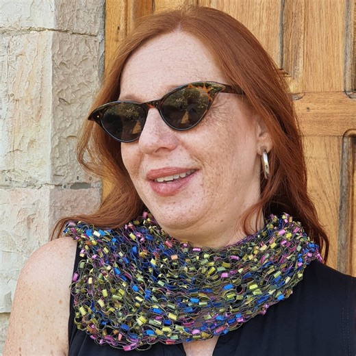 Hand Knitted Triangle Shawl: Colorful Ladder Yarn Scarf - Etsy