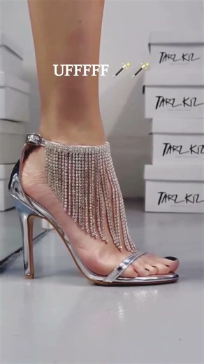 Beautiful Ankle Chain Heels ✨ Shiny Strappy Heels with Dangling Chains #heels #highheels #shorts
