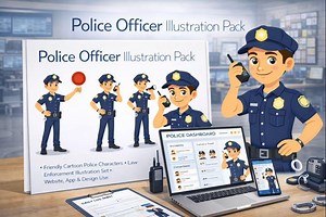 Police Officer Character Illustration Pack - Etsy Canada
