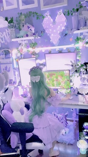 Cozy Purple Gaming Desk Setup with Stardew Valley | RGB PC Setup