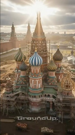 Saint Basil's Cathedral Built From Scratch — Drone Time-Lapse 1555–1561 ⛪ #cathedral #russia