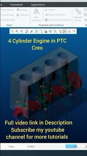 Four Stroke / Four Cylinder Engine \ Engine Design In Creo Parametric | Design And Motion Analysis
