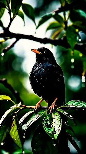 Cinematic Blackbird Singing in Heavy Rain | ASMR Nature Sounds 🌧️🐦