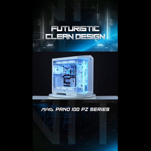 Display your components from every angle! MAG PANO 100 PZ Series with a stunning 270-degree tempered glass panel keeps everything sleek and organized.👉msi.gm/MAG-PANO-100R-PZ #PCCase #PCbuilding | MSI Gaming