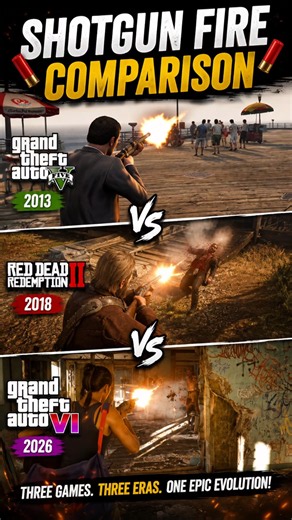 GTA V vs RDR2 vs GTA 6 — Shotgun Evolution 🔥💥 #rdr2 #gta5 #gta6
