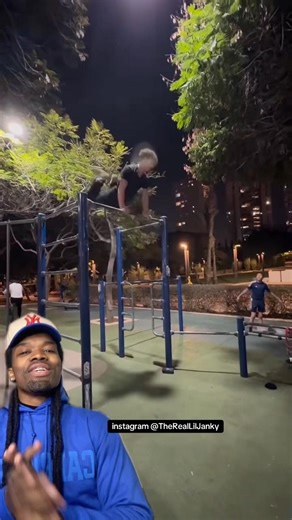 This boy monkey bar skills are on another level