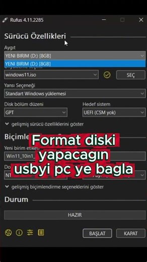 Rufus ile Windows 11 Format İçin USB Hazırlama #bilgisayar #windows #teknikdestek