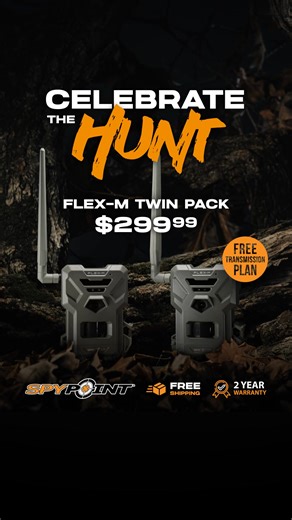 SAVE NOW and get a FLEX-M Twin Pack for $299.99! Plus get FREE shipping, a 100-photo per month plan, and 2-year warranty. | SPYPOINT Trail Cameras | Facebook