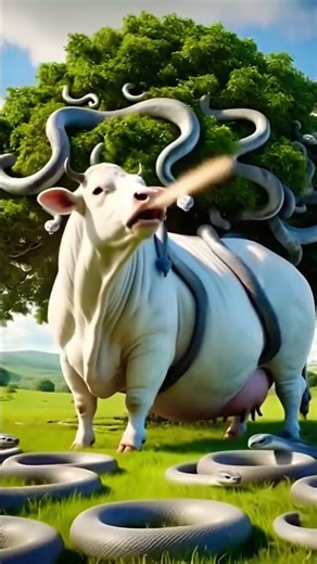 A SNAKE AND A COW 🐄 #ai #cartoon
