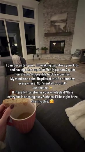 You can't tell me that waking up to a clean and quiet home on a Monday, where your nervous system is calm, isn't the biggest mom and life hack for 2026. While everyone is chasing busy & stressed, I'll be here enjoying it ☕️ This didn’t happen over night, this isn’t luck or ‘having easy kids’, and not every day is like this. Though I will strive to make sure most of my morning are like this, because once you feel this peace, it becomes a priority. I achieved this by creating systems that do the w