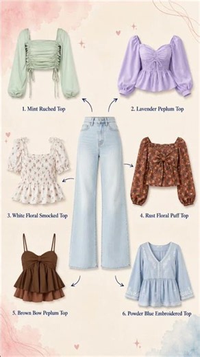 ONE Wide Leg Jeans with Cute Tops | 6 Feminine Outfit Ideas for Everyday Style 👖✨ #shorts #ytshorts
