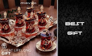 Amazon.com | Luxury Turkish Tea Set with Saucers for 6 People, Tea Sets for Women (Lux Gold): Tea Sets