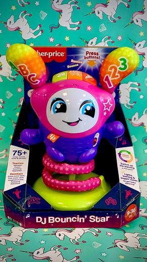 🎵🌟 Get Ready to Dance with Fisher-Price DJ Bouncin’ Star! 🎶🕺 Calling all mini music lovers! 🎉 Introducing the _**Fisher-Price DJ Bouncin’ Star**_, the ultimate dance party companion for babies aged 9-36 months! 🌈🎤 Watch as your little one’s eyes light up with joy and their feet start tapping to the beat. This magical toy lets them _**record and play back**_ their tunes, creating their very own music masterpieces. With captivating lights and bopping tunes, DJ Bouncin’ Star turns playtime i