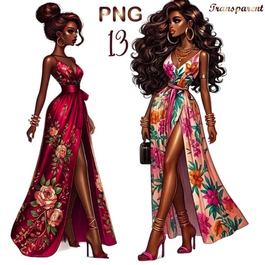 13 Black Girl Clipart, Chibi Girl Clipart,afro Girl Clipart, Luxury Girl Clipart, Beautiful Girl Clipart, Black Girl Graphics - Etsy