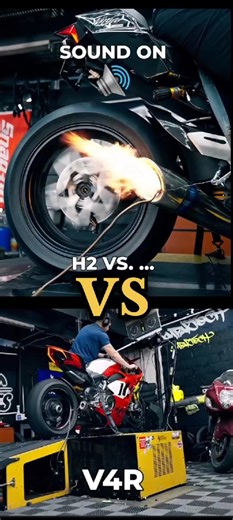 Kawasaki ninja H2 vs Ducati V4R which one is best sound 🥶 bike sound on dyno test 💀 #viral #shorts