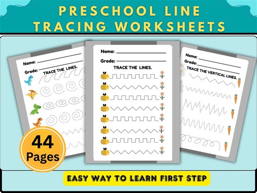 Line Tracing Worksheets for Preschool | Pre-handwriting Practice | Printable Busy Binder | Homeschool & Kindergarten Learning - Etsy