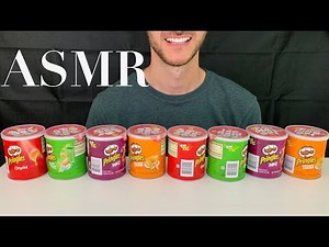 ASMR PRINGLES CHIPS ORIGINAL BBQ CHEDDAR SOUR CREAM (No Talking) CRUNCHY MUKBANG EATING SOUNDS