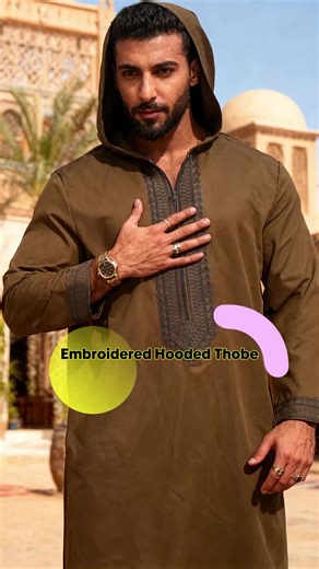 Muslim Traditional Embroidered Long Robe, Modesty Hooded Thobe with Zipper Detail, Loose-Fitting Arabic Clothing for All Seasons