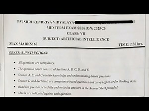 Class-7 Artificial Intelligence (AI) / Question paper session 2025-26, for KV students ￼