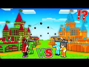 MIKEY AND JJ CASTLE VS MILO AND CHIP CASTLE BATTLE IN MINECRAFT