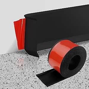 STICKGOO Vinyl Baseboard Trim Molding, 4 Inch x 20 Feet Self-Adhesive Rubber Wall Base Cove Base, Peel and Stick Baseboard(Black)