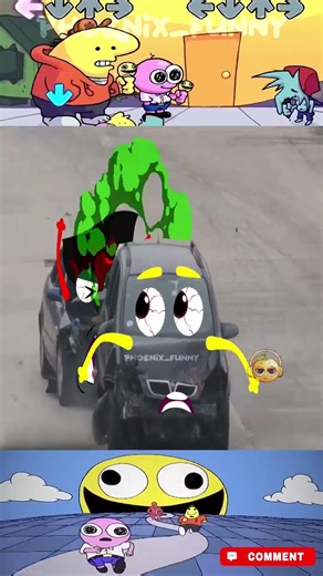 😴 Sleepy Car Blocks The Road… Angry Car Bites! 🚗💥 | FNF Meme 🎵 #PhoenixFunny