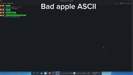 Bad Apple ASCII Animation on Arch Linux Terminal