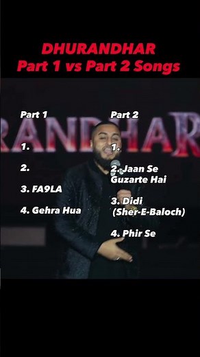 DHURANDHAR Part 1 Vs Part 2 Songs?? #dhurandhar