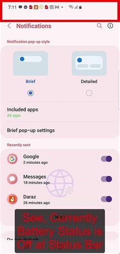 How to Show Battery Status / Percentage in Status Bar in Android Phone?
