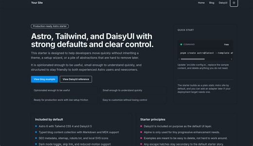 Alexander's astro tailwind daisyui starter | Astro