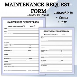 Editable Maintenance Request Form Template, Printable Tenant Request Form, Landlord Maintenance Log, Property Management Template - Etsy