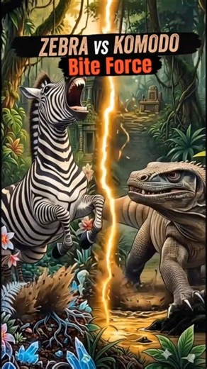 Zebra vs Komodo Dragon Bite Force #thestrongbite