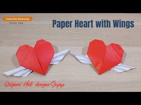Winged Heart Origami | Origami Heart with Wings | Cara Membuat Origami Hati Dengan Sayap